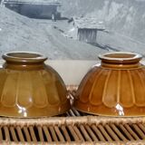 2 bowls Digoin Sarreguemines brown and yellow