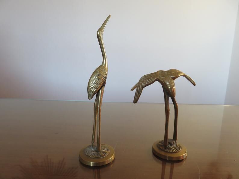 Pair of herons in brass 70s