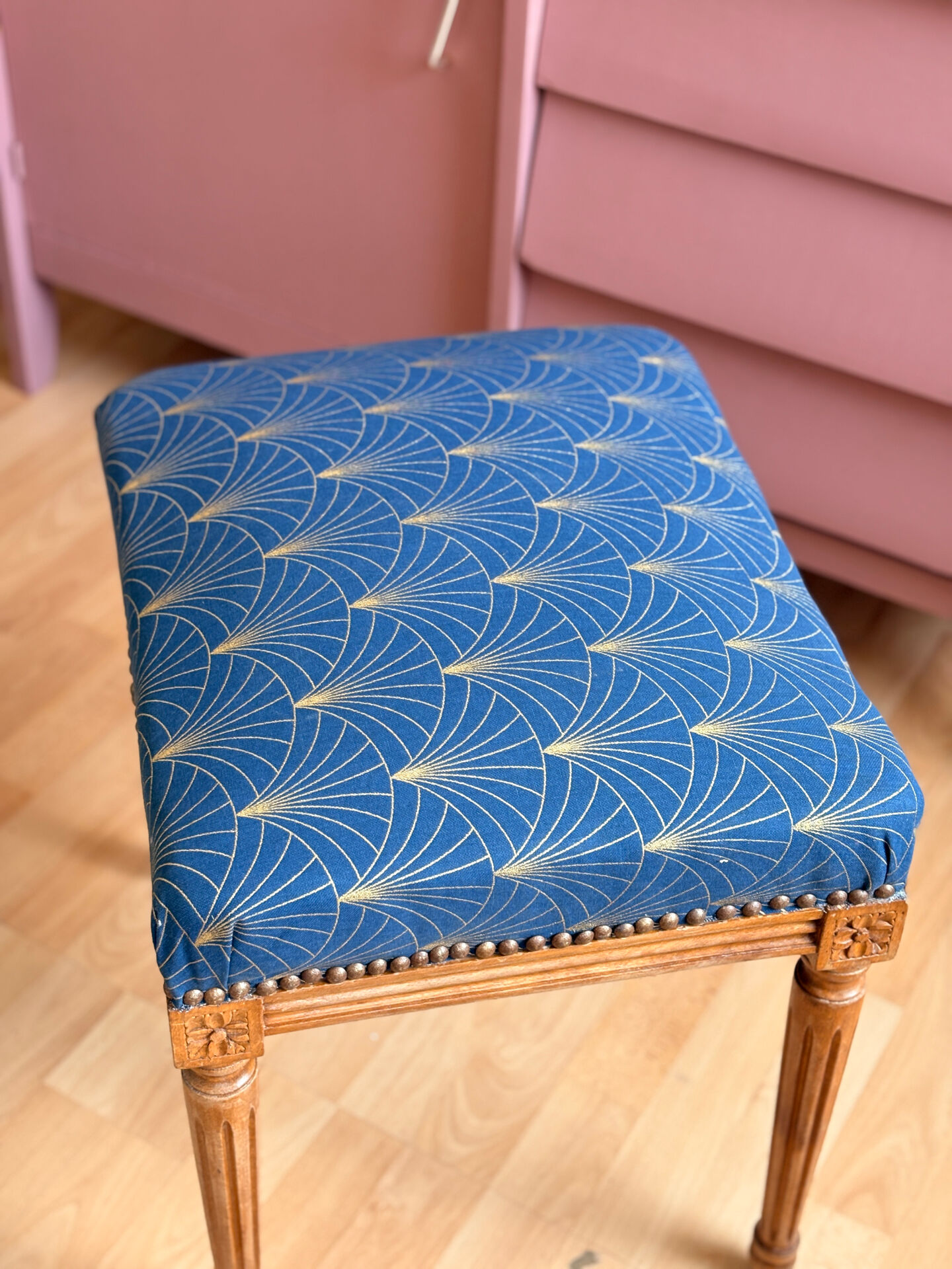 Louis Philippe stool reupholstered