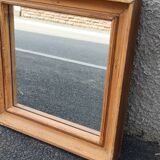 Square mirror in old wood