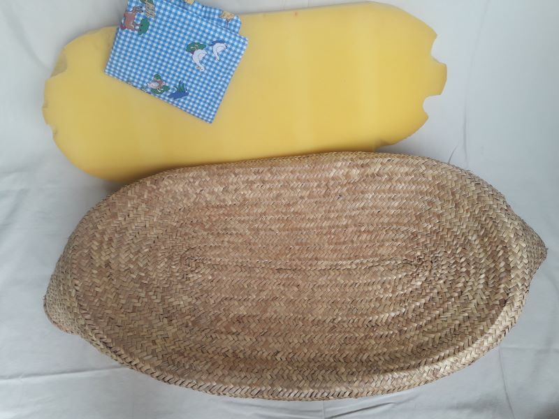 Couffin berceau bébé paille osier vintage