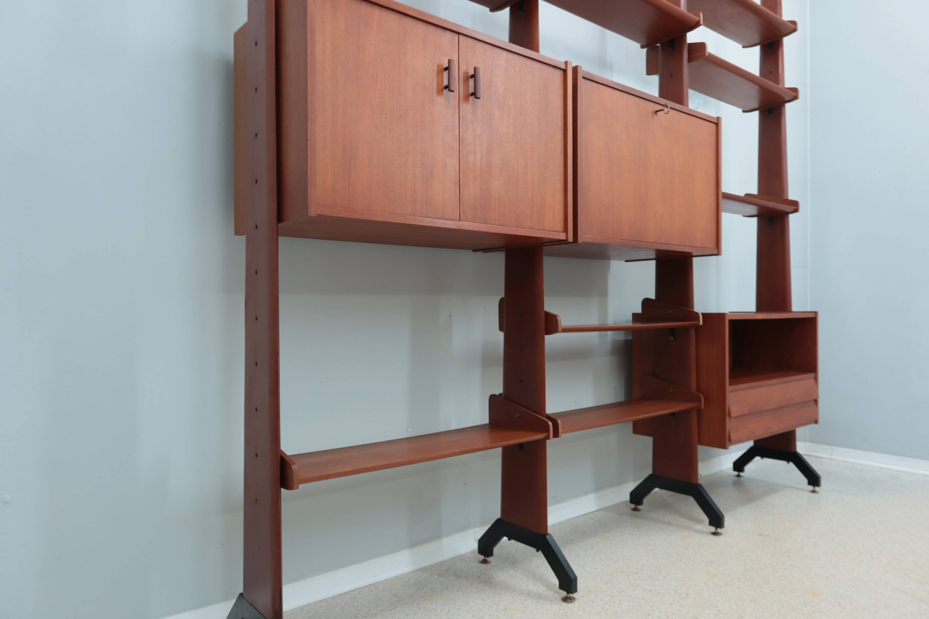 Mid century modular teak bookcase AV Arredamenti 1960s
