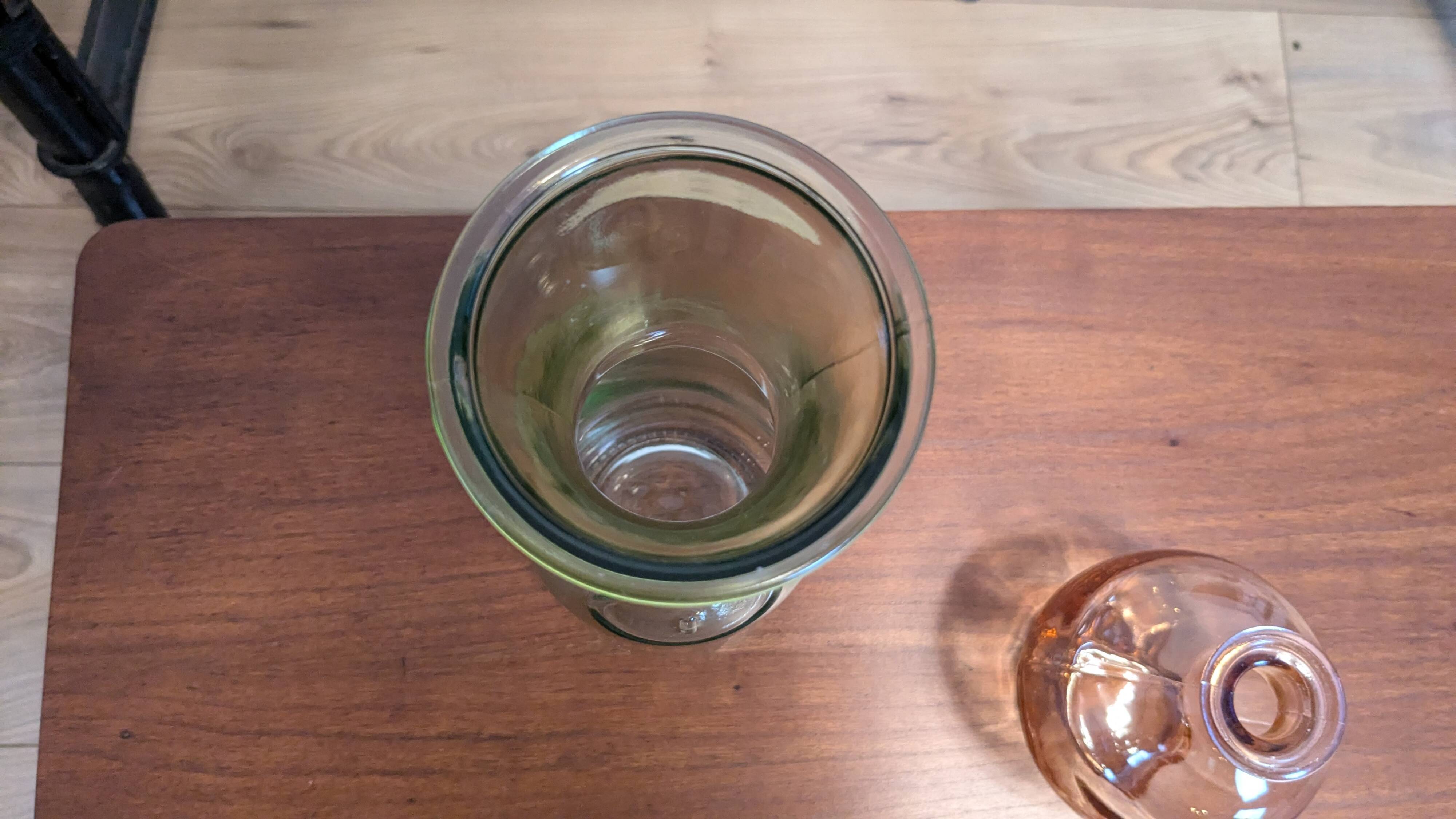 Old green milk bottle