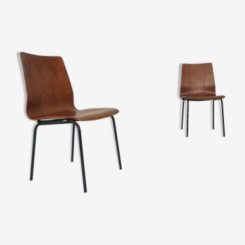 Set of two Friso Kramer for Auping '"Euroika" plywood dining chairs, The Netherlands 1960's