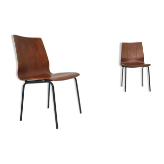 Set of two Friso Kramer for Auping '"Euroika" plywood dining chairs, The Netherlands 1960's