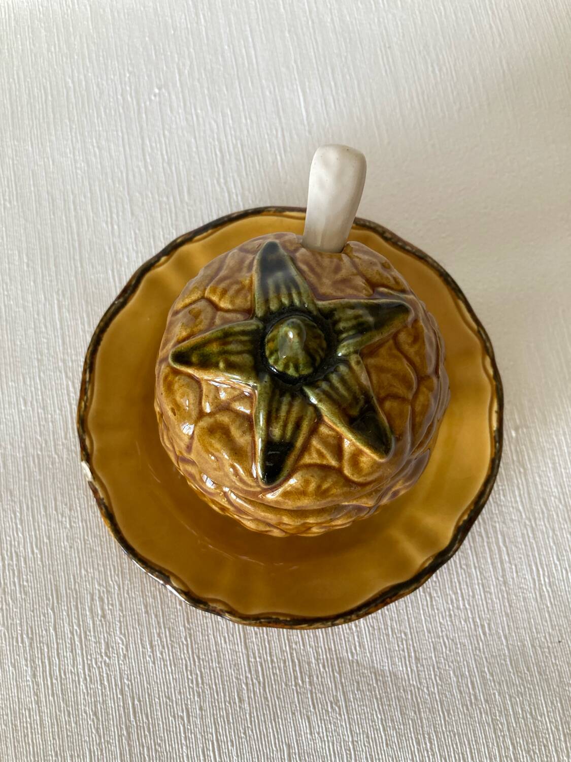 Vintage Pineapple Barbotine Jam Jar