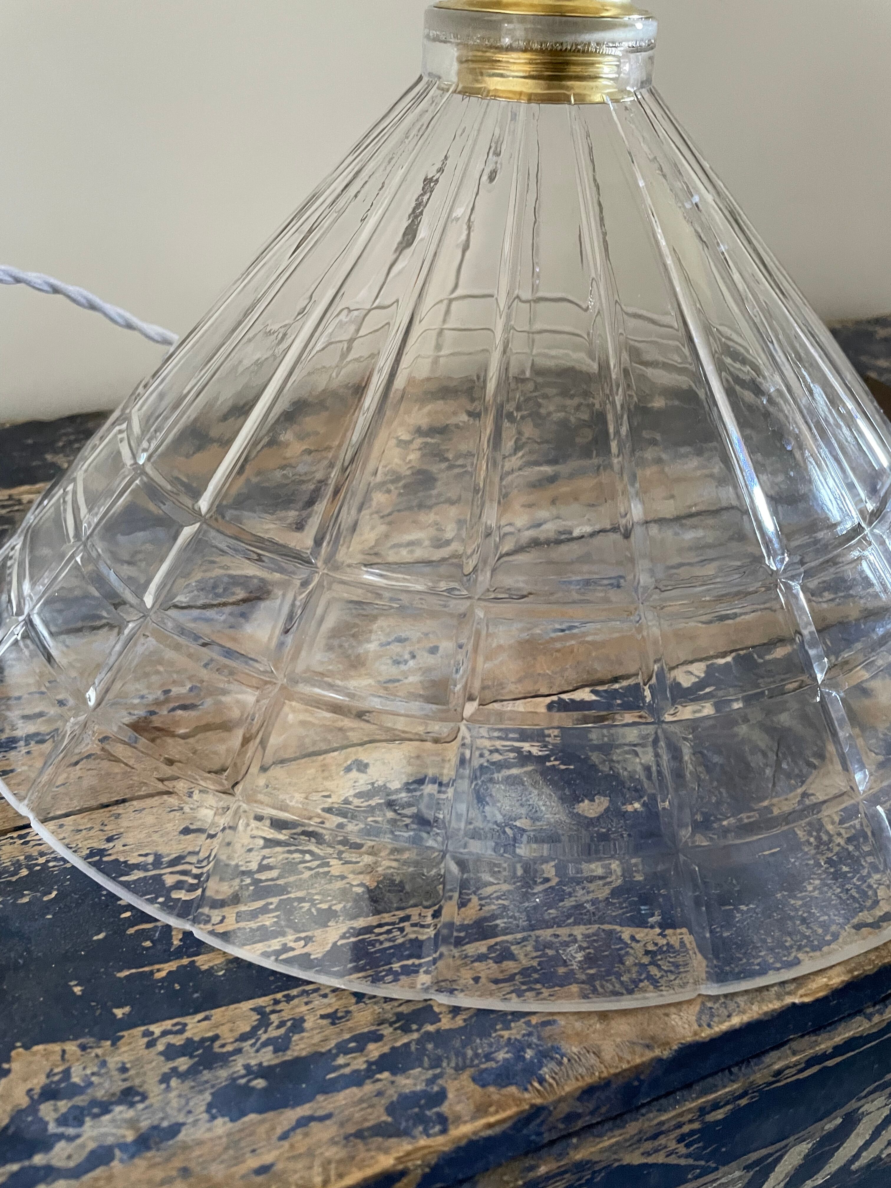 Suspension vintage en verre quadrillé électrifiée à neuf