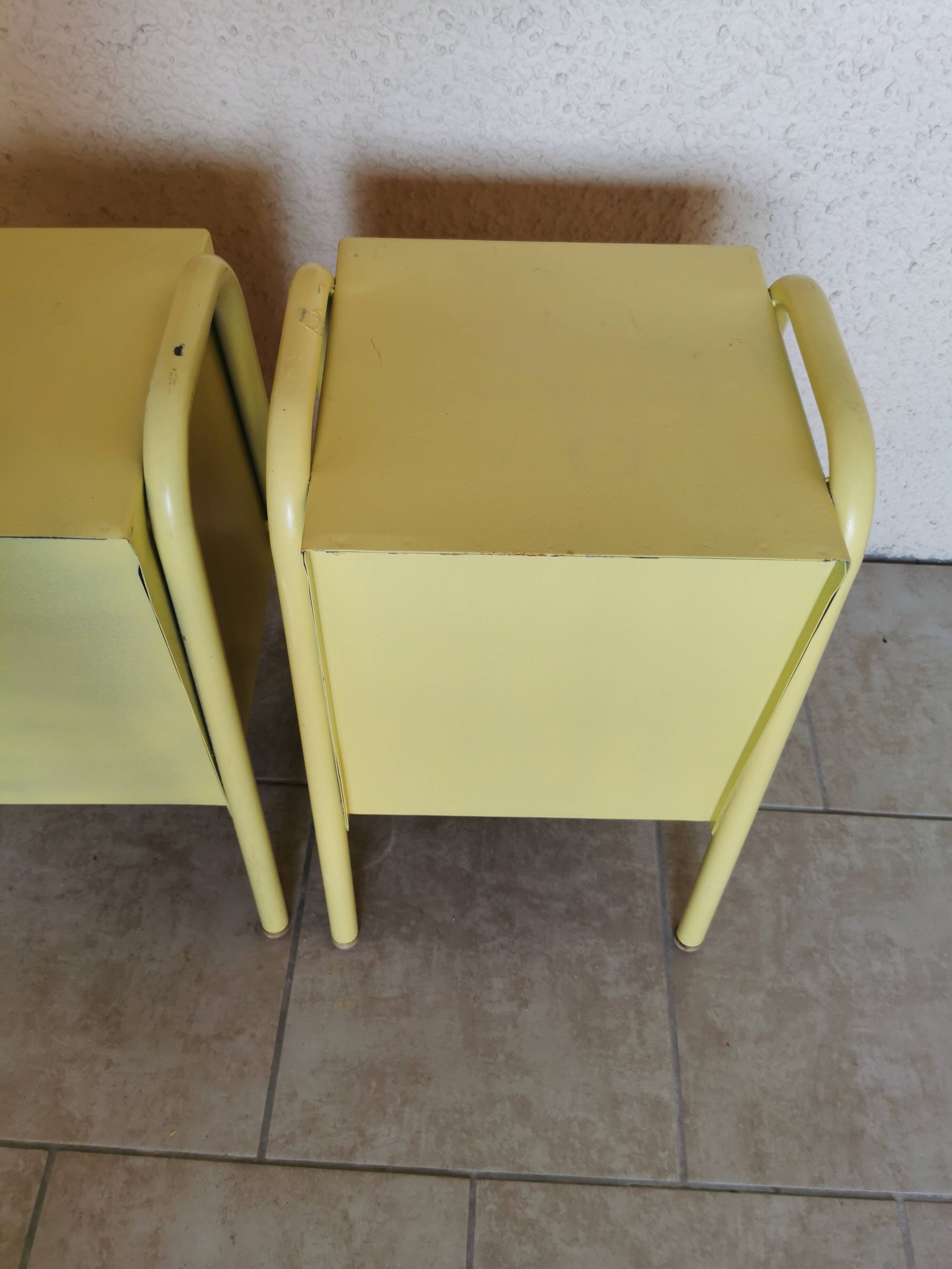 Pair of boarding school bedside tables