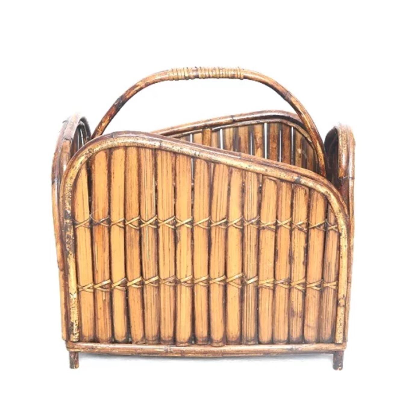Rattan and bamboo magazine holder