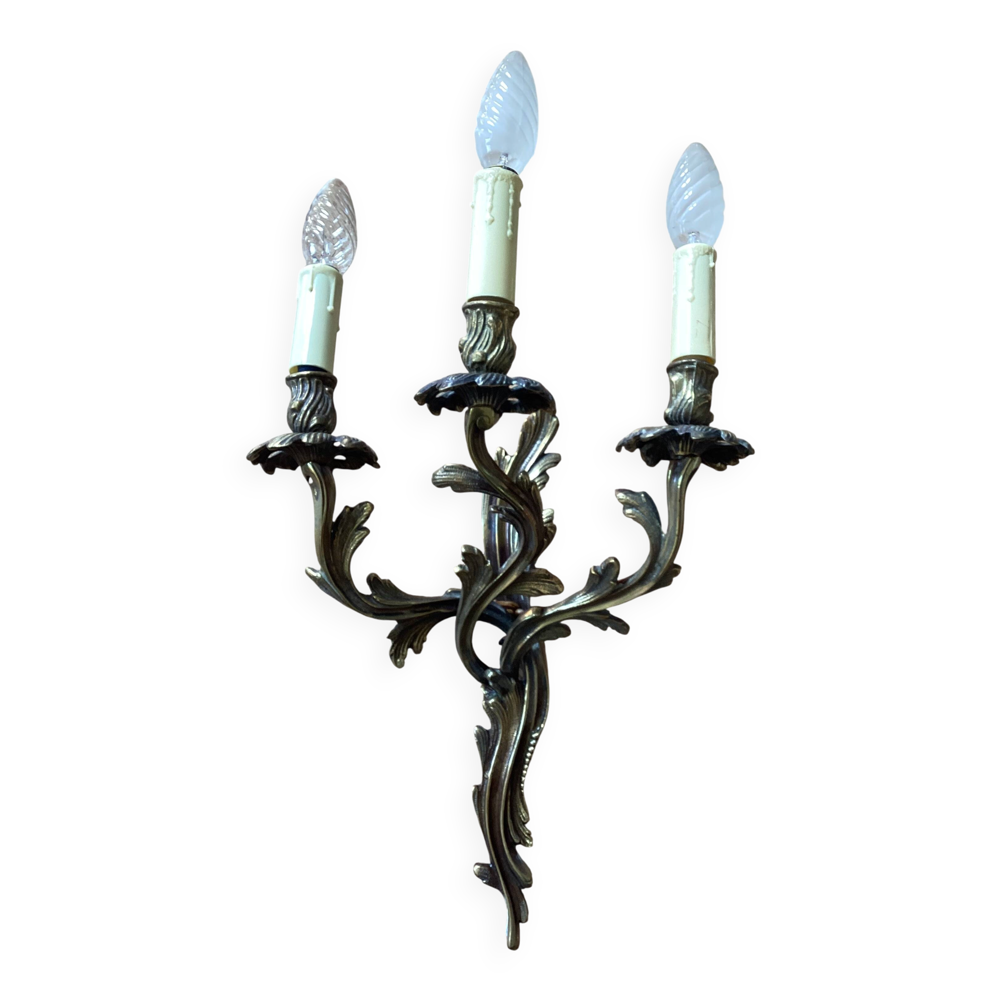 Pair of 3-Arm Wall Sconces – Louis XV / Rococo Style – Gilded Metal