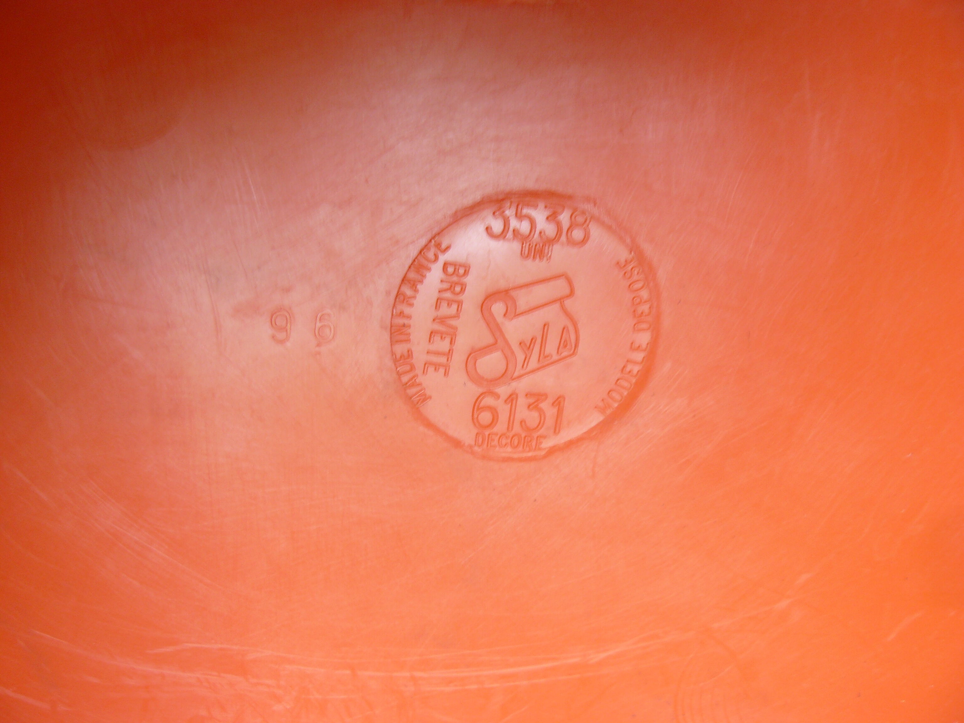 Round mirror Syla plastic orange vintage 1960-70