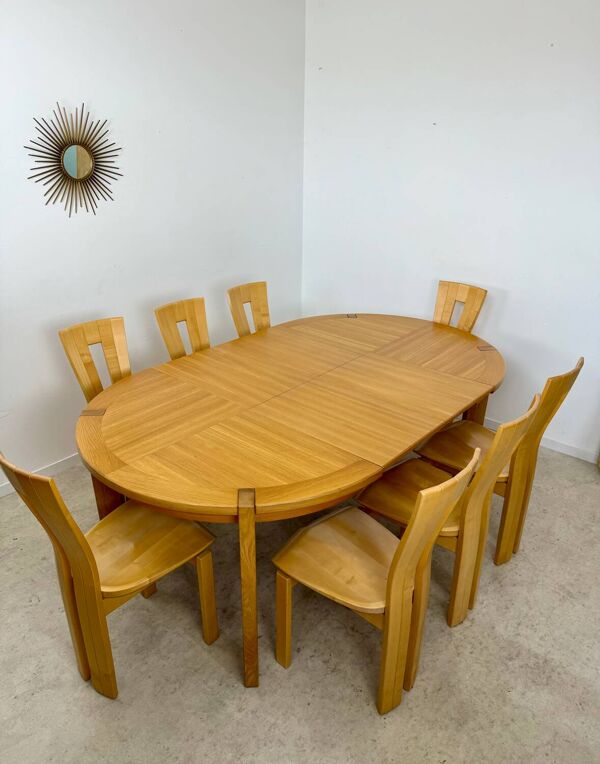 Ancienne table a rallonges en orme massif des années 70/80 design maison regain vintage