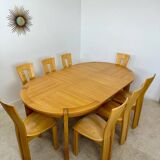 Old extendable table in solid elm from the 70s/80s, Maison Regain Vintage design