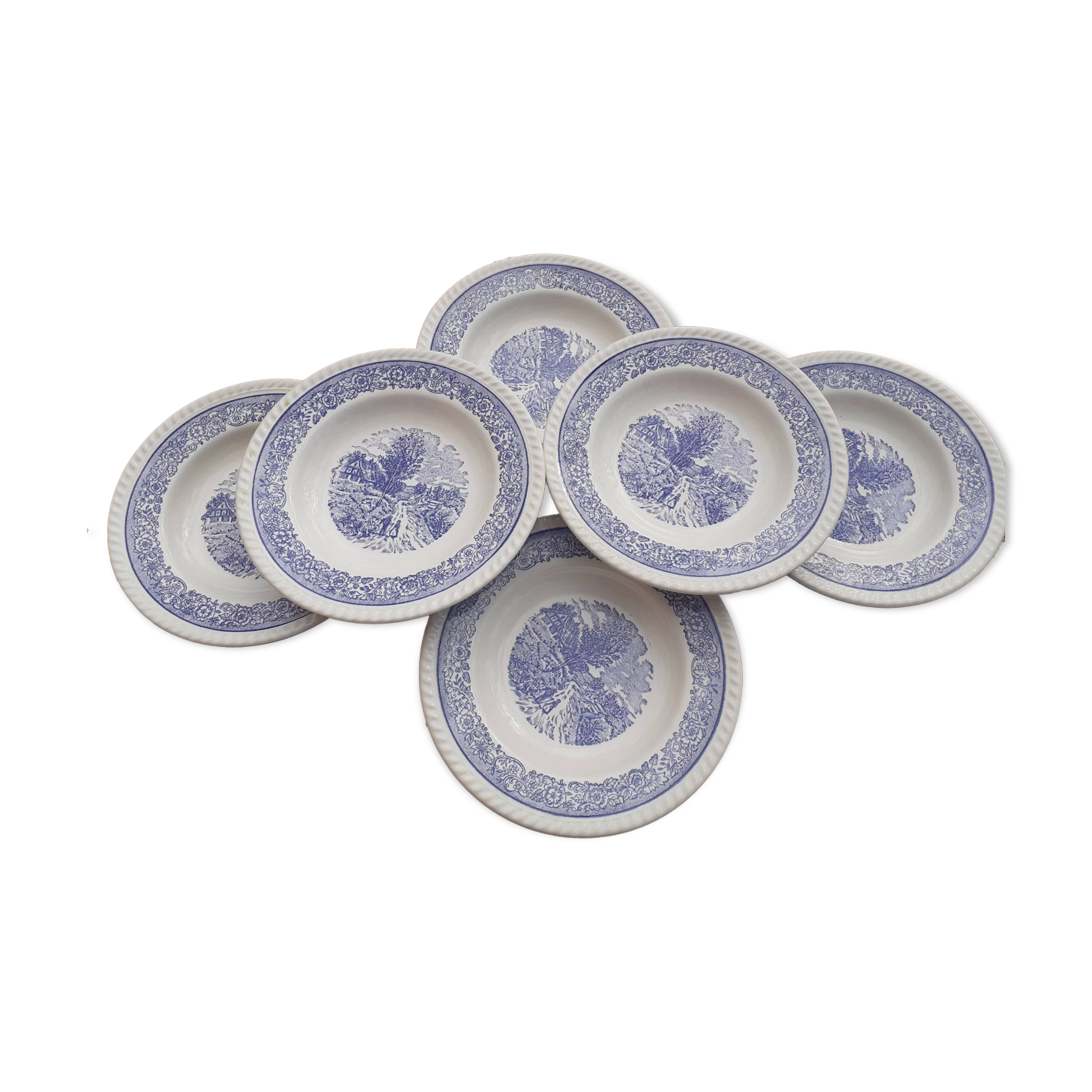 Set of 6 vintage English style soup plates