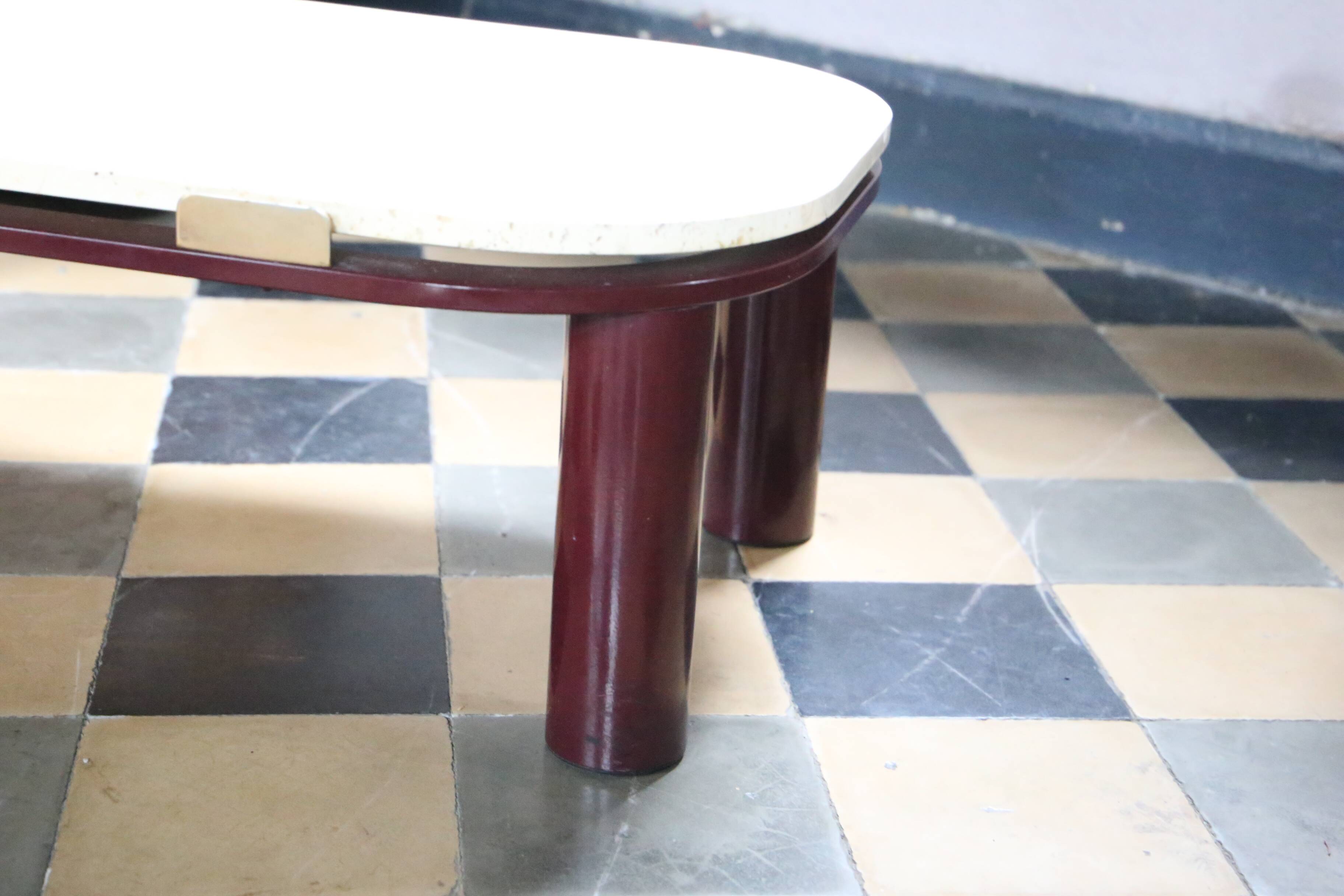 Roche Bobois Travertine and metal coffee table, 1980s