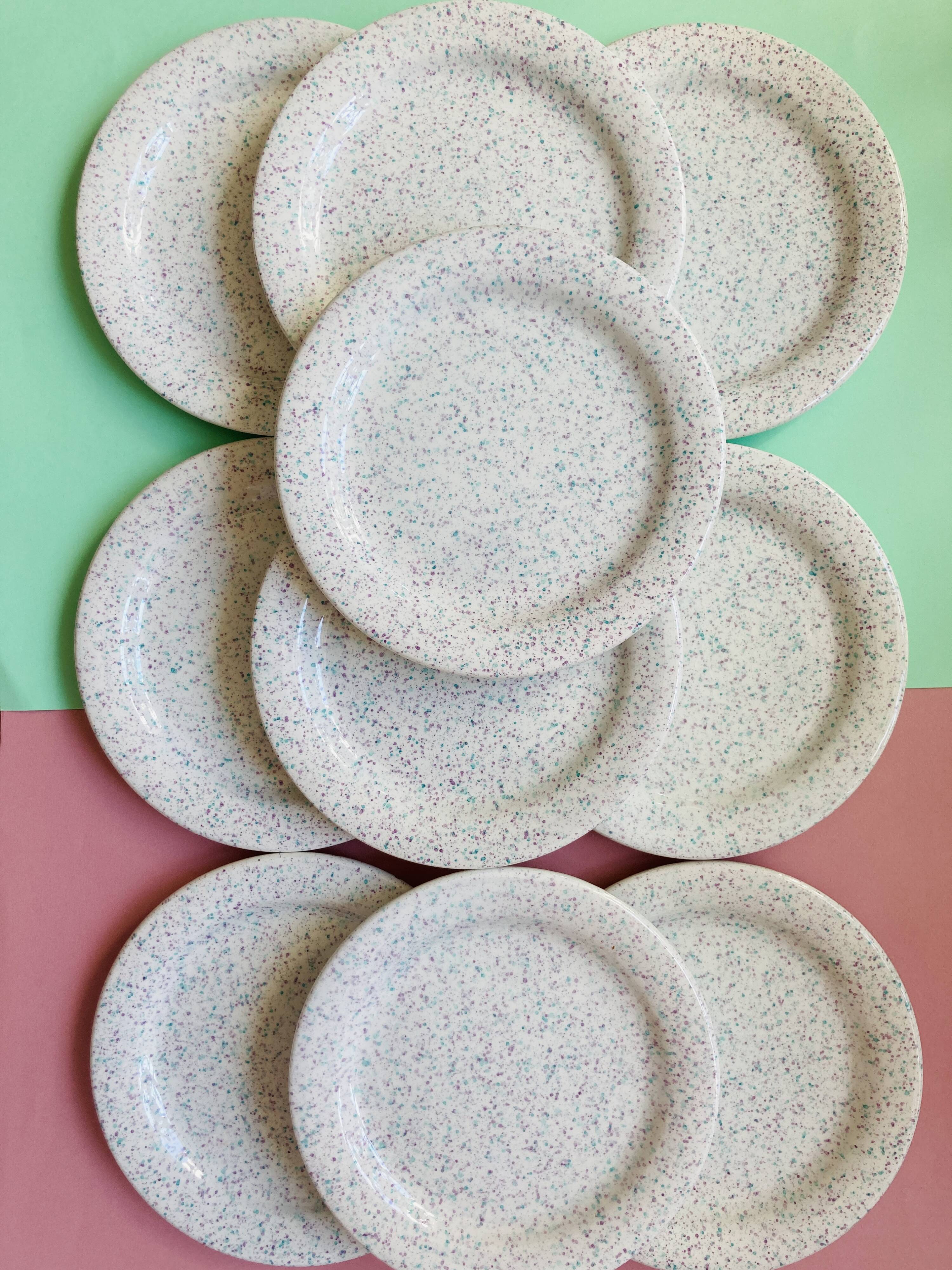 Lot of 10speckled pastel plates quadrifoglio