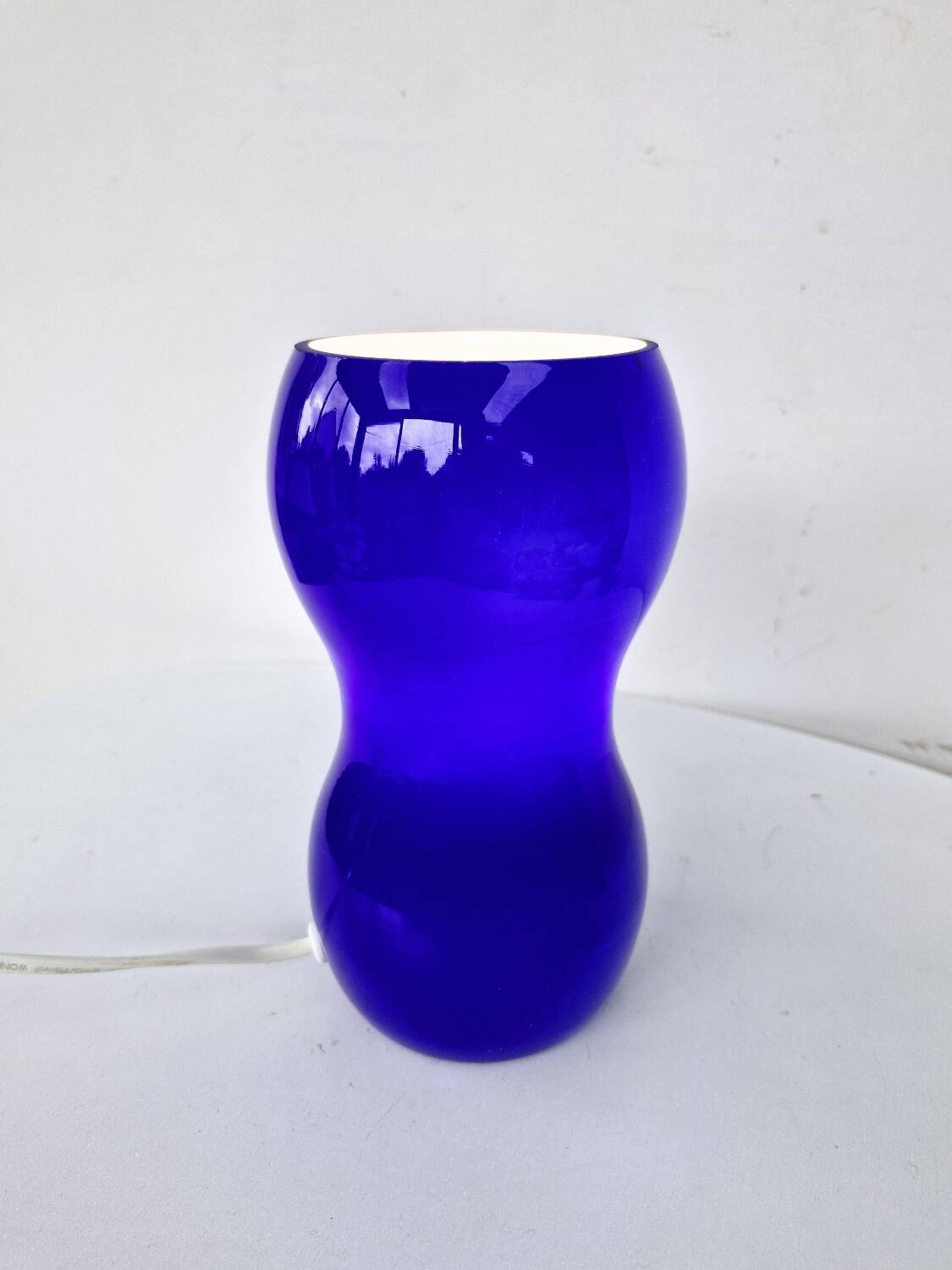 Lampe de table vintage 90's ikea design kvintant verre bleu