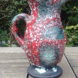 Glazed ceramic pitcher in Fat Lava style