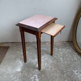 Table billot avec marbre rose art déco