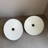Pair of black metal pendant lights made in Belgium