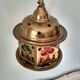 Suspension lantern in moucharabieh brass, colored windows