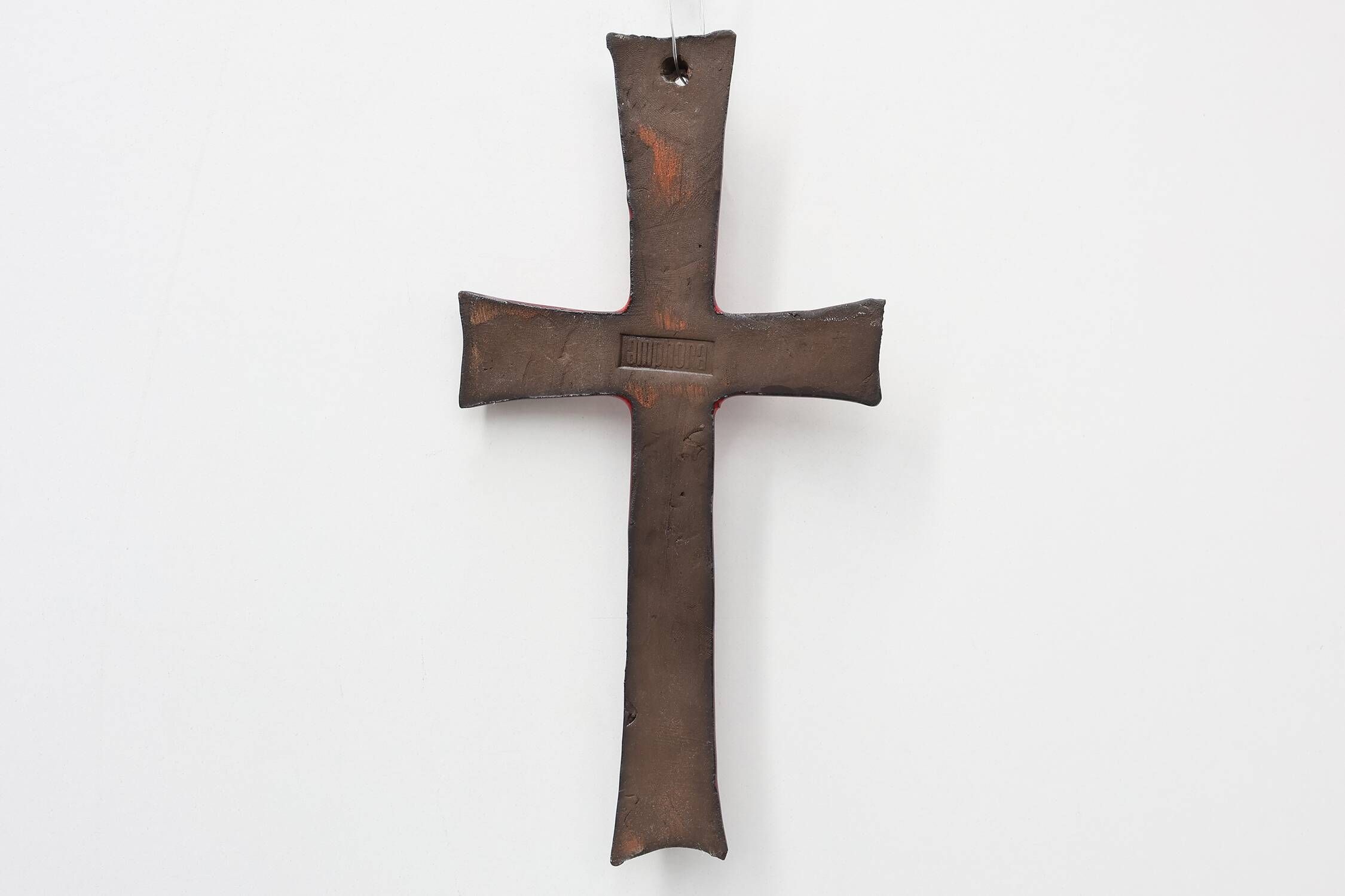 Croix en céramique émaillée rouge par Vandeweghe pour Amphora, Belgique, vers 1960