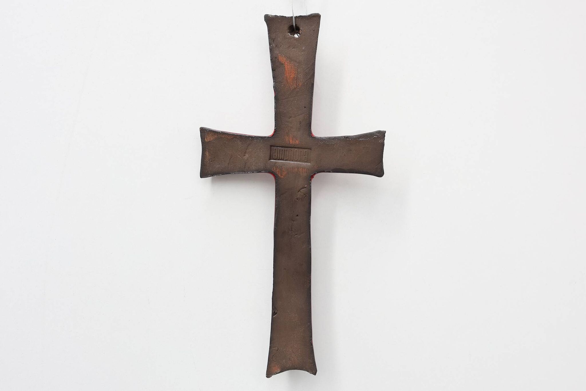 Red glazed ceramic Cross by Vandeweghe for Amphora, Belgium, ca. 1960