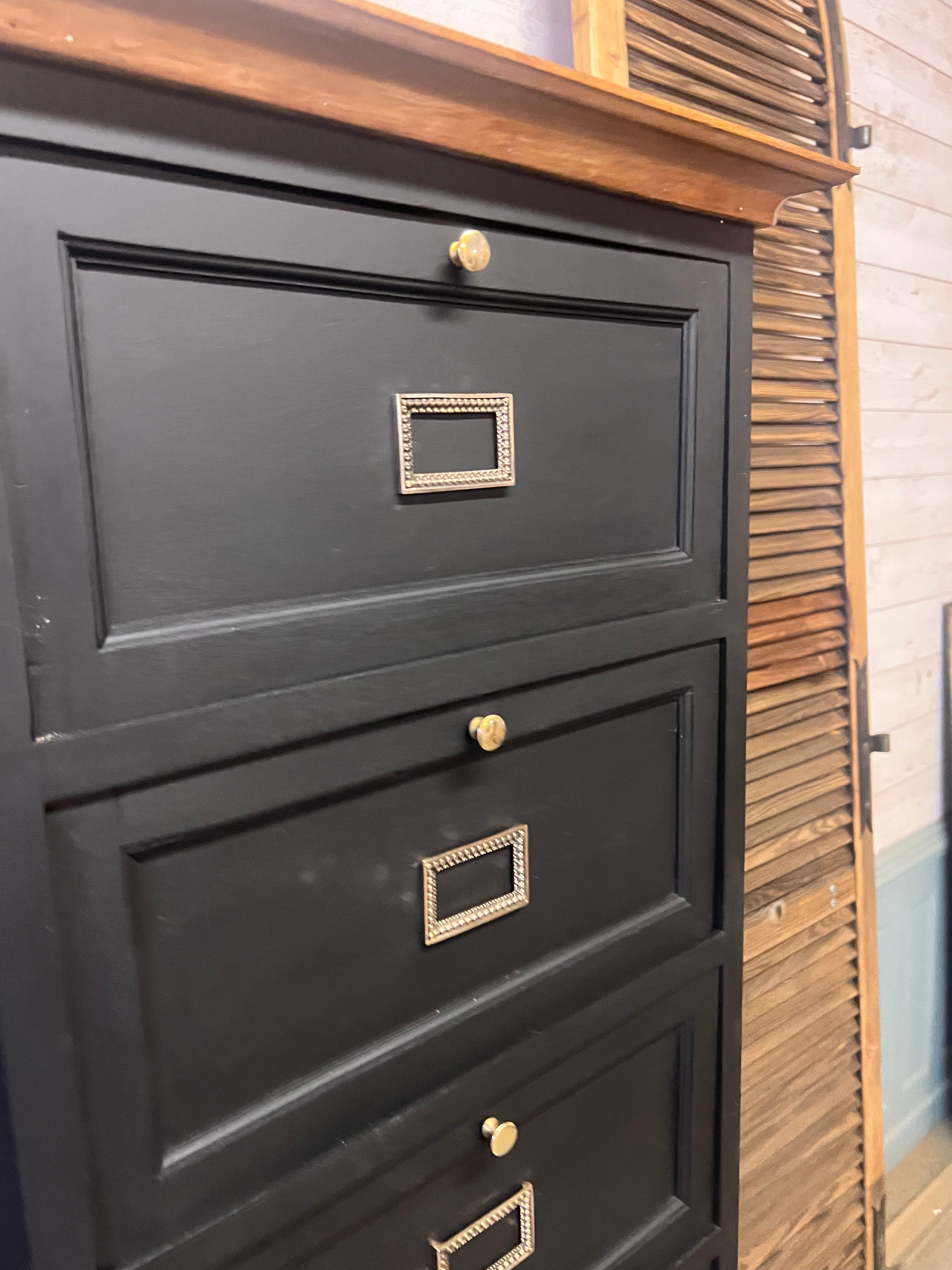 Cabinet with flaps and drawers