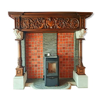 Wood fireplace frame