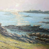 Tableau Felix Davoine Quiberon Rochers Pointe de Goulvars Bretagne + cadre