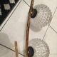 Lustre 4 boules de verre et laiton design