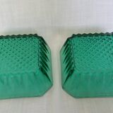 Emerald green glass ramekins Arcoroc, crystal glassware from Arques.