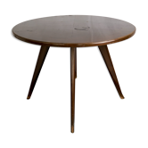 Vintage Italian mahogany round side table  from 50s