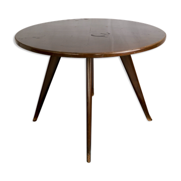 Vintage Italian mahogany round side table  from 50s