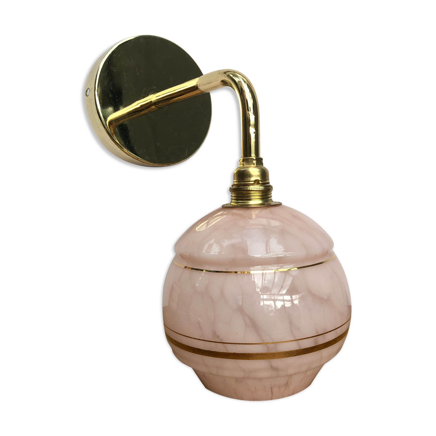 Applique tulipe vintage en verre de clichy rose