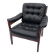 Vintage black leather lounge chair by gote mobler 1970s