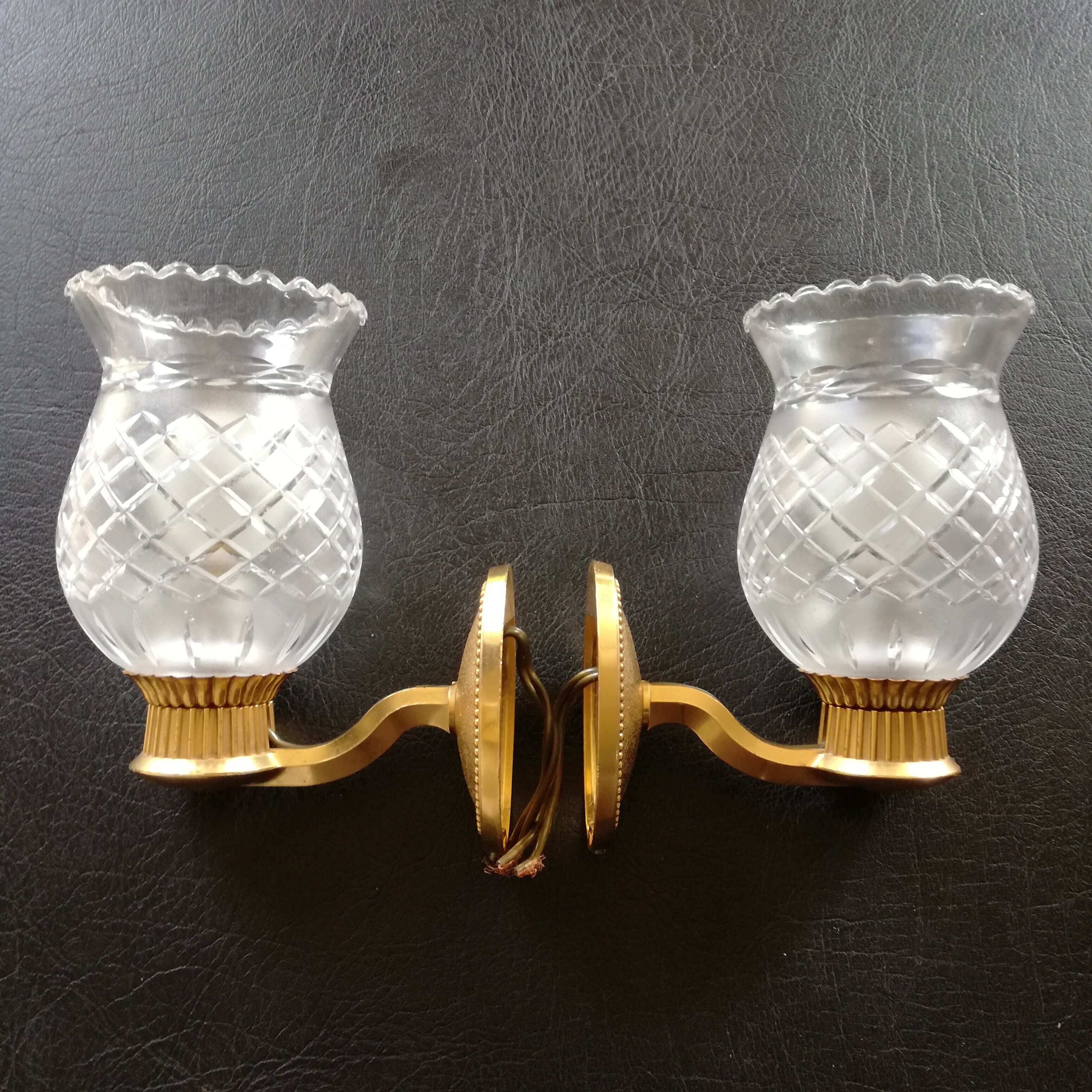 Brass and glass CT sconces, set of 2