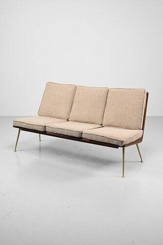 Three-Seater Sofa and Lounge Chair with Hocker by Hans Mitzlaff, Set of 3