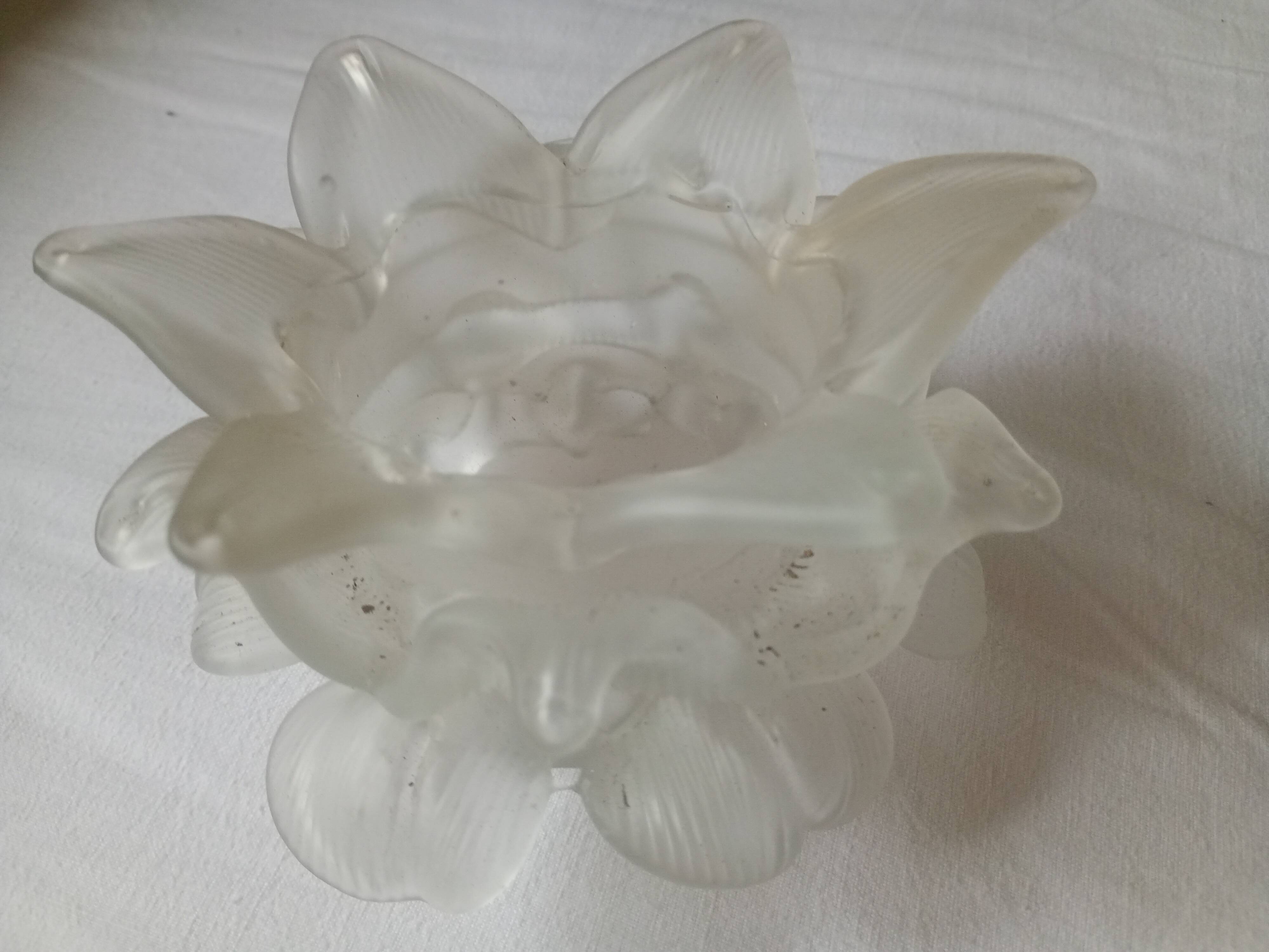 Grande Tulipe ancienne en forme de fleur "rose" - verre dépoli