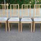 4 Scandinavian dining chairs in light birch solid wood.