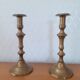 Pair of large bronze or brass candle holders