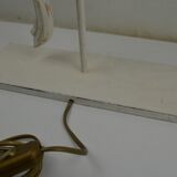 Pair of legs of wood metal table lamps foliage decoration Design: Ivory White