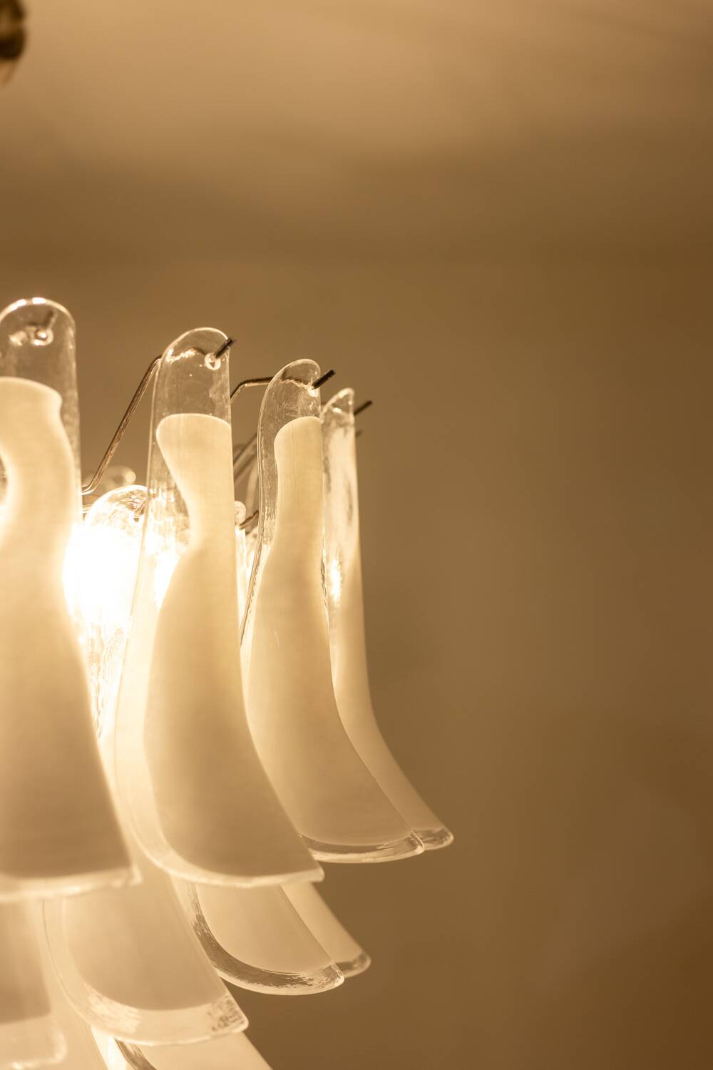 Murano glass chandelier in white and translucent glass