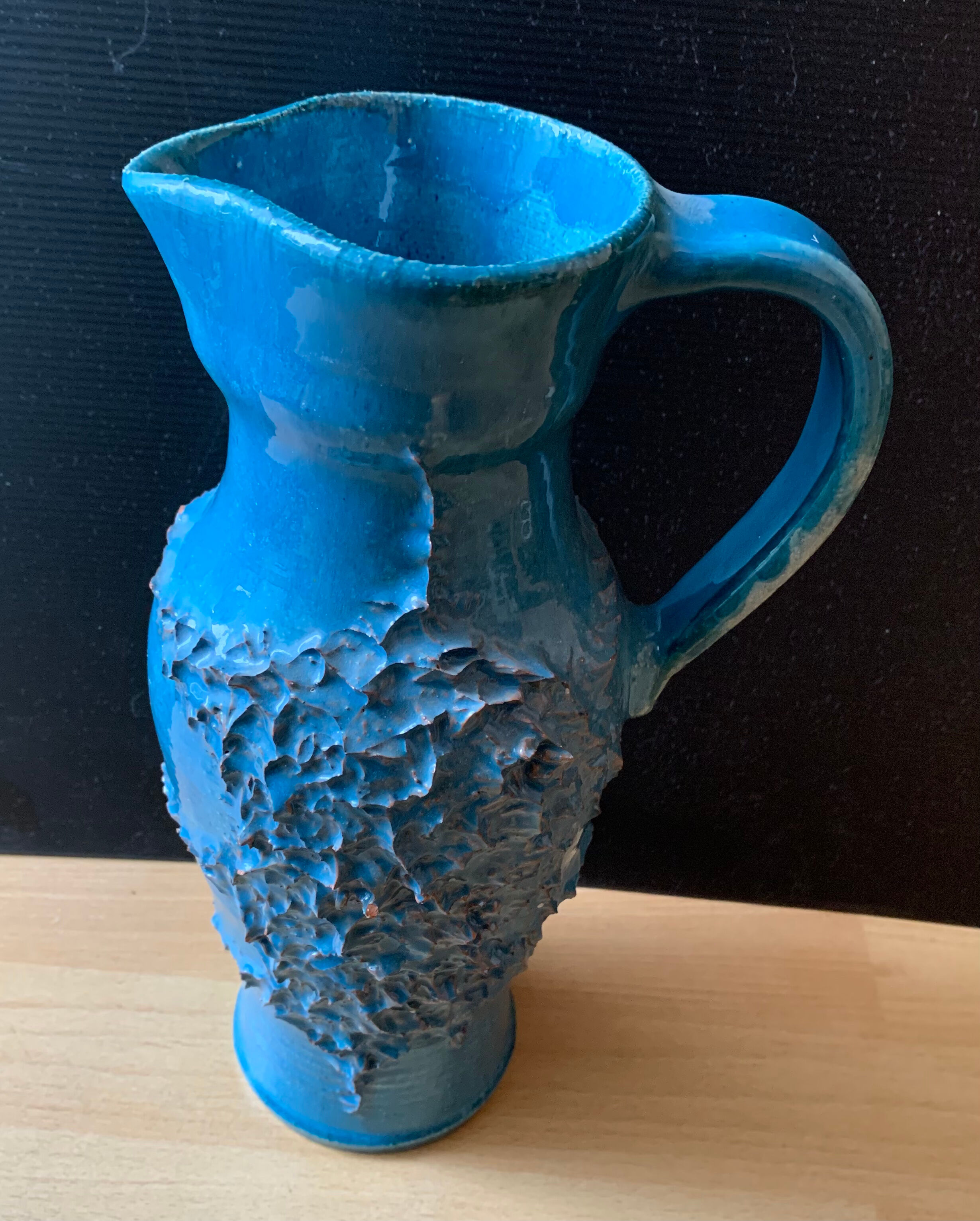 Large pitcher blue enamelle ceramic vase