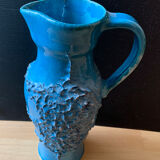 Pichet vase en céramique émaille bleu