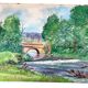 Tableau huile sur toile paysage rivière signé vintage