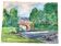 Oil painting on canvas river landscape signed vintage