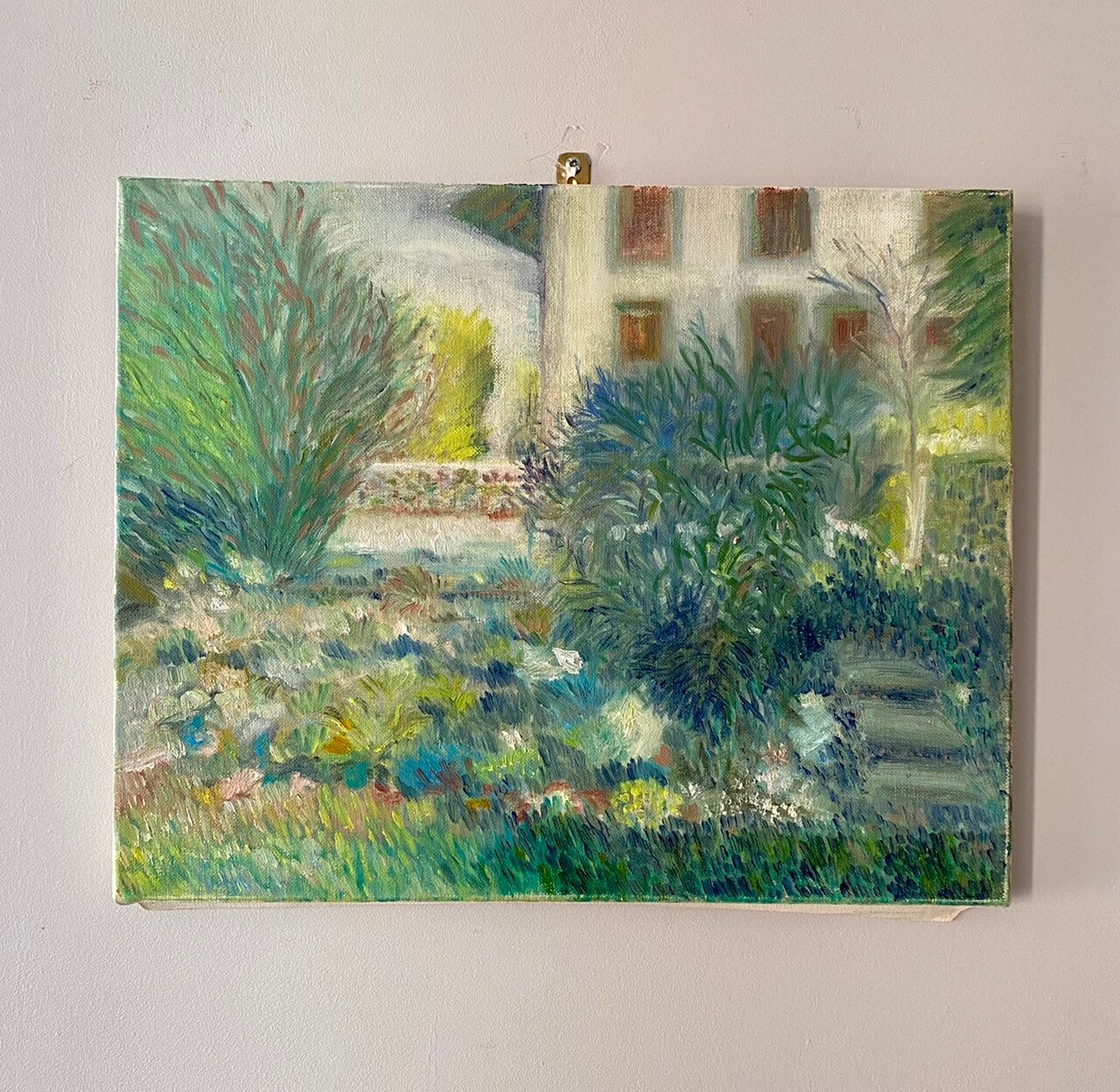 Old painting, landscape, summer garden, 70s/80s
