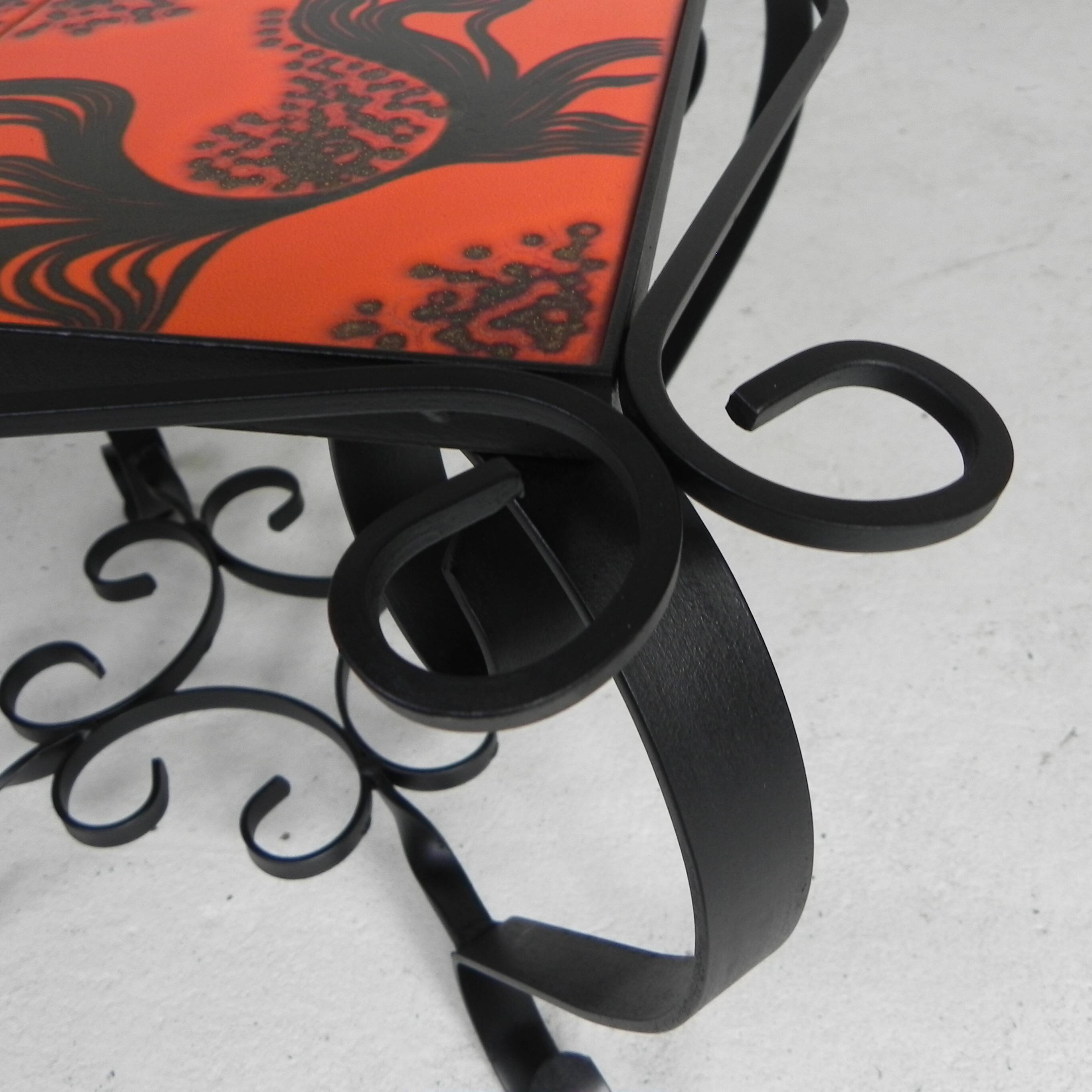 Vintage coffee table with 4 tiles, 1960s