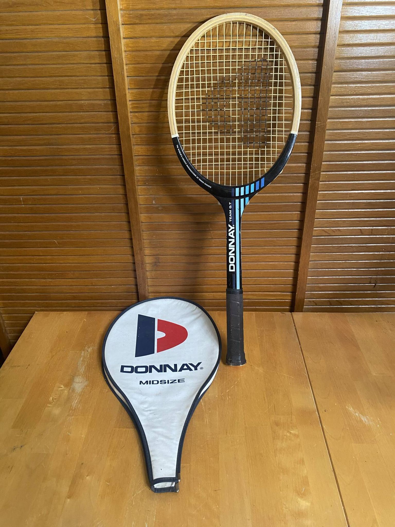 Vintage donnay team gt wooden tennis racket + donnay cover #